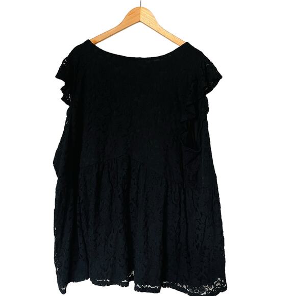 Torrid Stretch Lace V Neck Ruffle Babydoll Top Size 4X NWT Black - Picture 3 of 8